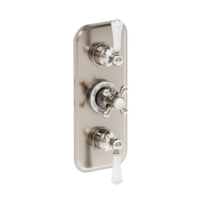 William Traditional Triple Concealed Thermostatic Shower Valve With Dual Outlet- Brushed Nickel N24