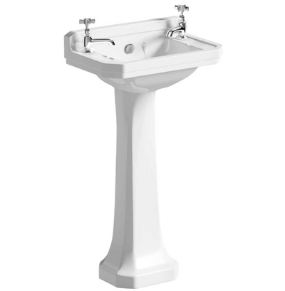 Elizabeth Traditional Cloakroom Basin & Pedestal, 2 Tap Hole