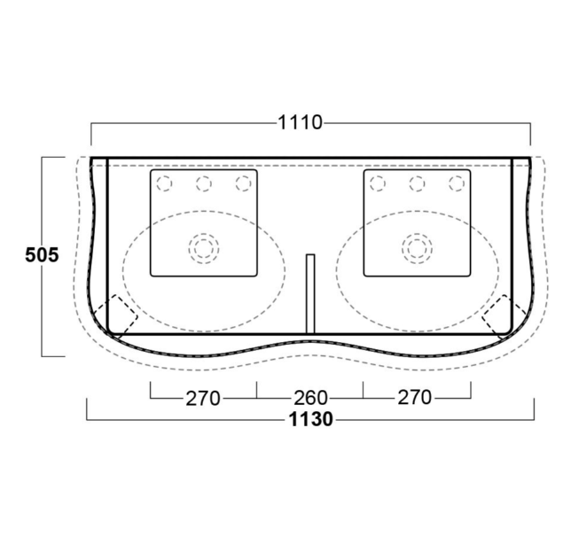 Laura Double Console Basin & Wooden Stand in Gloss White