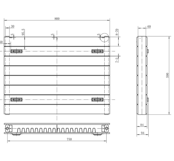 New Mexico Black Horizontal Convector Radiator - 600x800mm