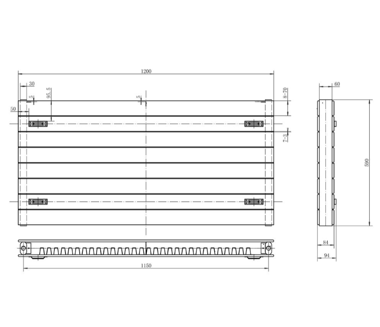 New Mexico Black Horizontal Convector Radiator - 600x1200mm