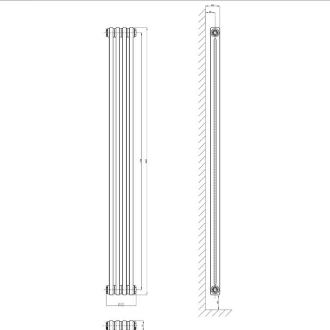 Nevada Grey Double Vertical Column Radiator - 1800x200mm