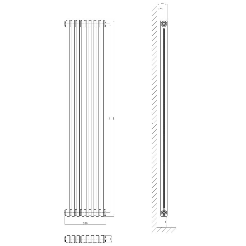 Nevada White Double Vertical Column Radiator - 1800x380mm