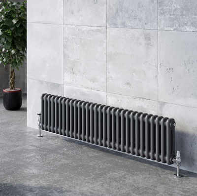 Nevada Grey Double Horizontal Column Radiator - 300x1370mm
