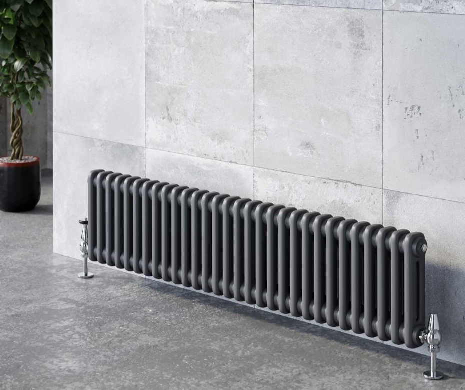Nevada Grey Double Horizontal Column Radiator - 300mm
