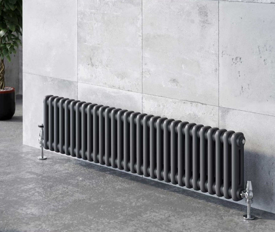 Nevada Grey Double Horizontal Column Radiator - 300mm