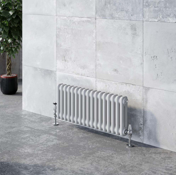 Nevada White Double Horizontal Column Radiator - 400mm