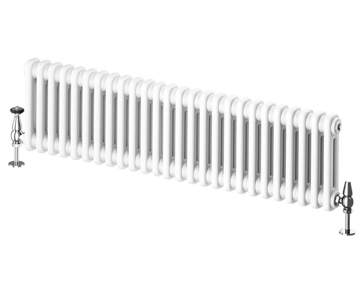 Nevada White Double Horizontal Column Radiator - 400mm