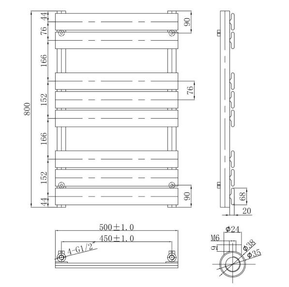 Liberty Chrome Heated Towel Rail – 800x500mm