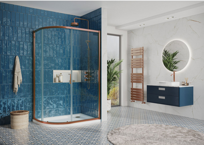 Murphy Brushed Bronze Sliding Shower Door Quadrant - 1200x800mm N24