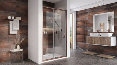 Murphy 1400mm Sliding Shower Door - Brushed Bronze N24