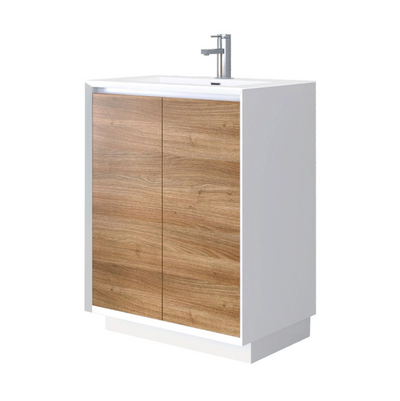 Tawny 750mm Floor Standing Vanity Unit in White & Oak with White Basin N24