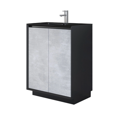 Tawny 750mm Floor Standing Vanity Unit in Black & Concrete with Black Basin N24