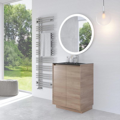 Tawny 750mm Floor Standing Vanity Unit in Natural Oak with Black Basin N24