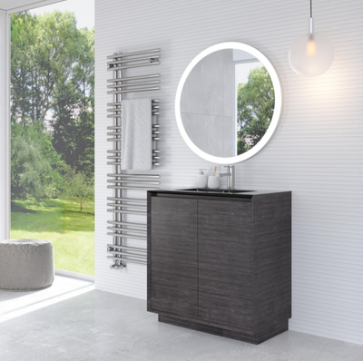 Tawny 750mm Floor Standing Vanity Unit in Leached Oak with Black Basin N24