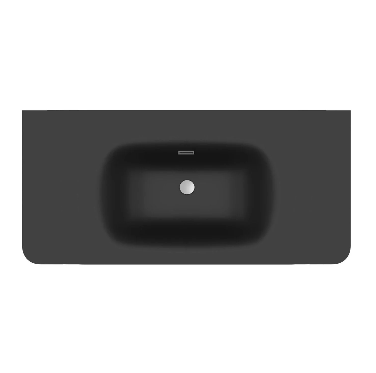 Jack 600mm Ribbed Floorstanding Vanity Unit with Doors in Blue with Black Basin N23