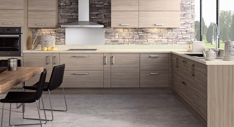 Driftwood 7 Unit Kitchen Example Pack 18mm White Cabinets