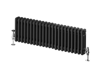Nevada Matt Black Triple Horizontal Column Radiator - 300mm