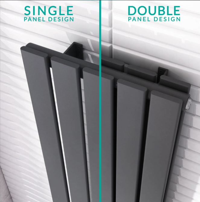 Michigan Grey Double Horizontal Flat Panel Radiator - 610x1600mm