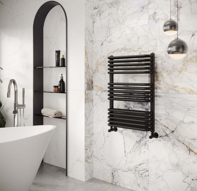 Arthur Matt Black Heated Towel Rail – 736x500mm