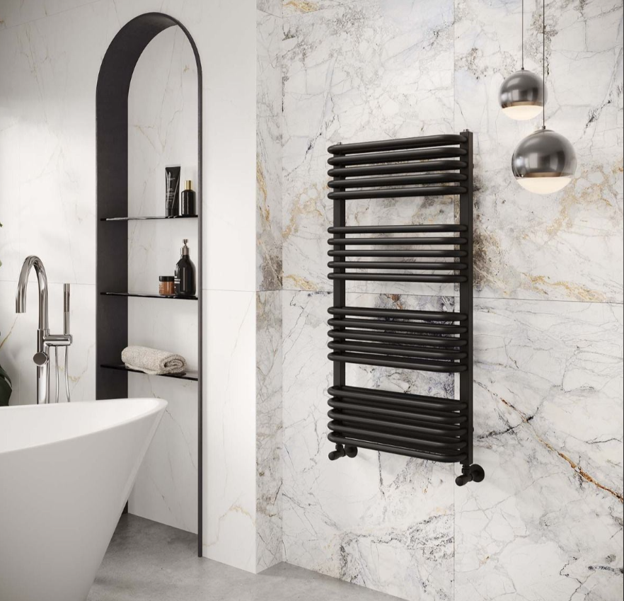 Arthur Matt Black Heated Towel Rail – 1000x500mm