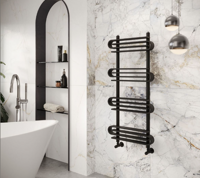 Albie Matt Black Heated Towel Rail – 1100x500mm