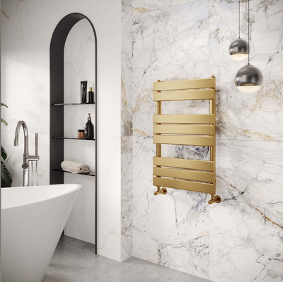 Liberty Brushed Gold Heated Towel Rail – 800x500mm