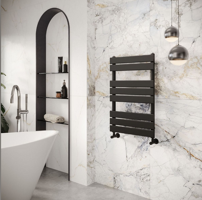 Liberty Matt Black Heated Towel Rail – 800x500mm