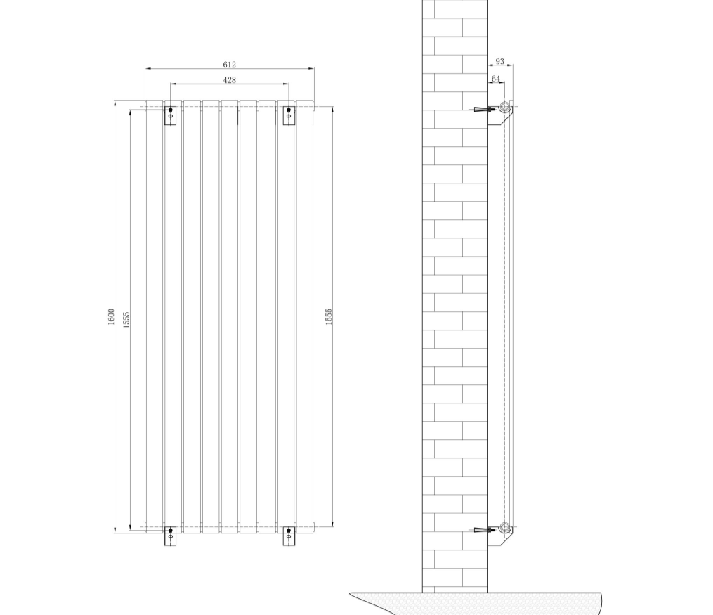 Michigan Grey Single Vertical Flat Panel Radiator - 1600x610mm