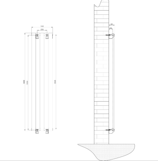 Michigan Black Double Vertical Flat Panel Radiator - 1600x340mm