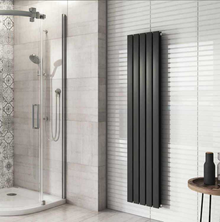 Michigan Grey Double Vertical Flat Panel Radiator - 1600x340mm