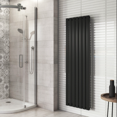 Michigan Black Double Vertical Flat Panel Radiator - 1600x475mm