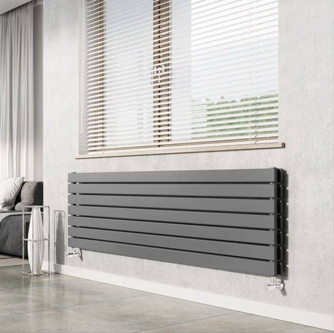 Michigan Grey Double Horizontal Flat Panel Radiator - 610x1600mm