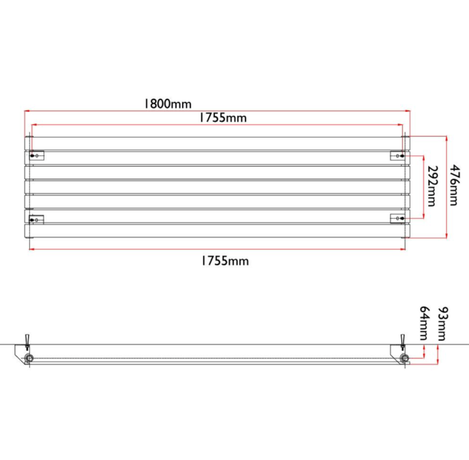 Michigan White Double Horizontal Flat Panel Radiator - 475x1800mm