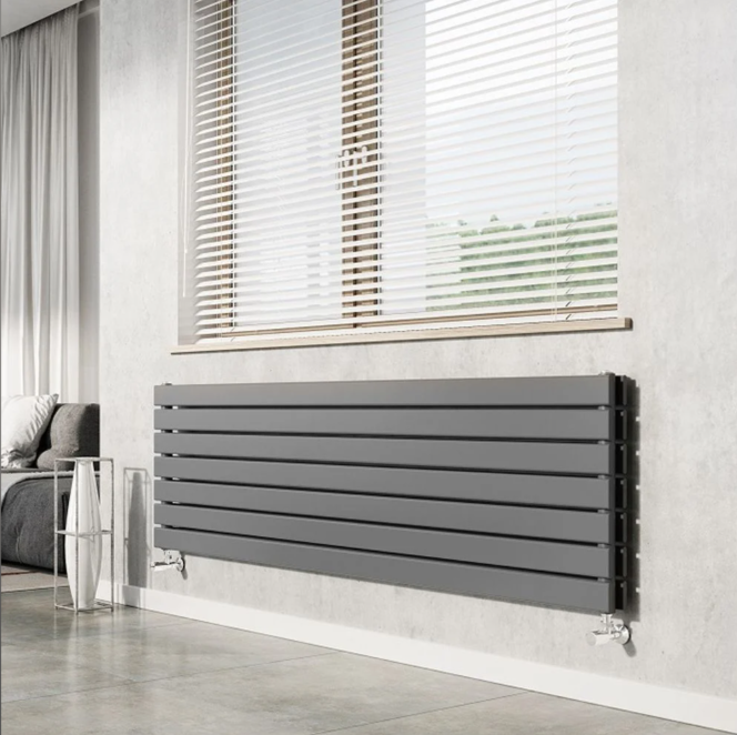 Michigan Grey Double Horizontal Flat Panel Radiator - 610x1800mm