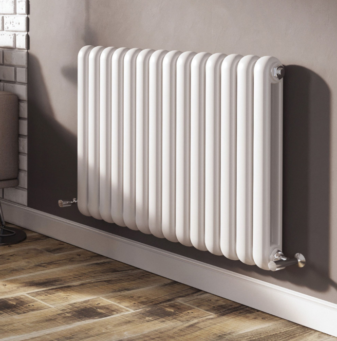 Wyoming White Horizontal Column Radiator - 600x860mm