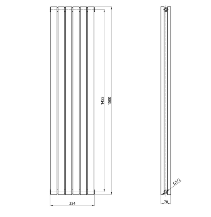 Minnesota Grey Double Vertical Radiator - 1500x350mm