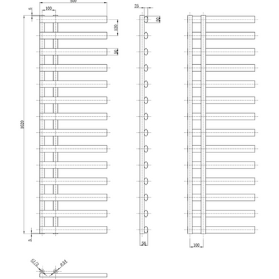 Massachusetts 1610 x 500mm Vertical Radiator - Black