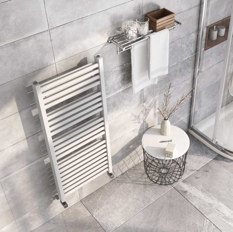 Delta 1200 x 500mm Double Layer Heated Towel Rail - White
