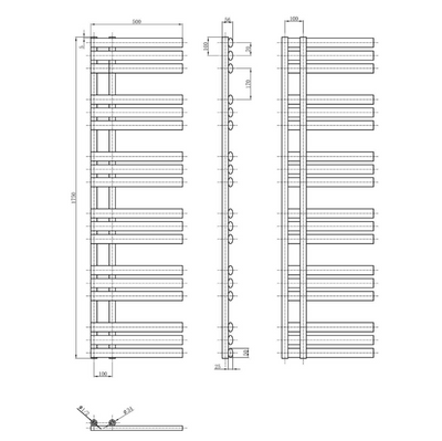 Louisiana Black Designer Heated Towel Rail - 1750x500mm