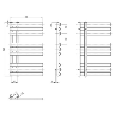 Louisiana Black Designer Heated Towel Rail - 820x500mm