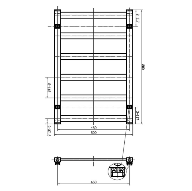 Wisconsin 800 x 500mm Designer Towel Radiator - Chrome