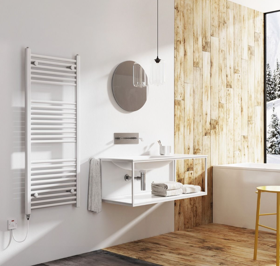 North Carolina 1200x500mm Electric Heated Towel Rail – White