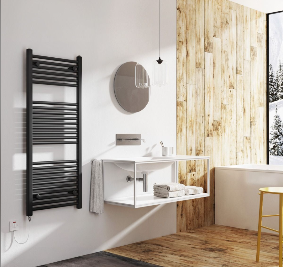 North Carolina 1200x500mm Electric Heated Towel Rail – Matt Black