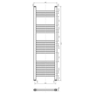North Carolina 1200x400mm Heated Towel Rail – Brushed Gold N24