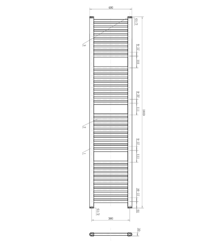 North Carolina 1800x400mm Heated Towel Rail – Matt Black