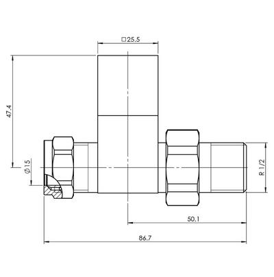 Square Brushed Gold Straight Pair of Radiator Valves