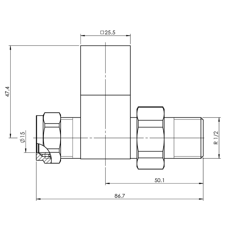 Square Grey Straight Pair of Radiator Valves