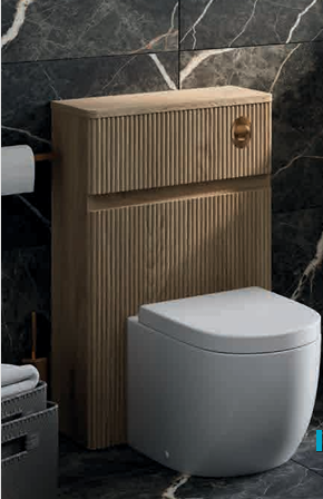 Jack 1000mm Ribbed Floorstanding Vanity Unit with Doors in Natural Oak with Black Worktop N24
