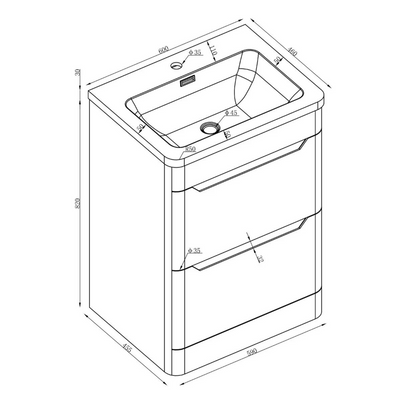 Eon Floor Standing 600mm Vanity Unit in Matt Black